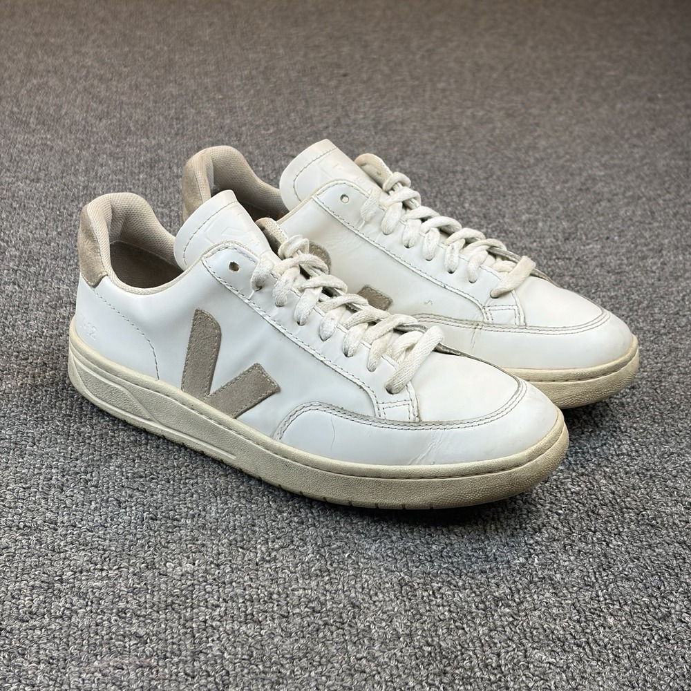 Veja Women's Esplar Logo V-12 Lace Up Sneakers Extra White/Sable Shoes Size 8 US